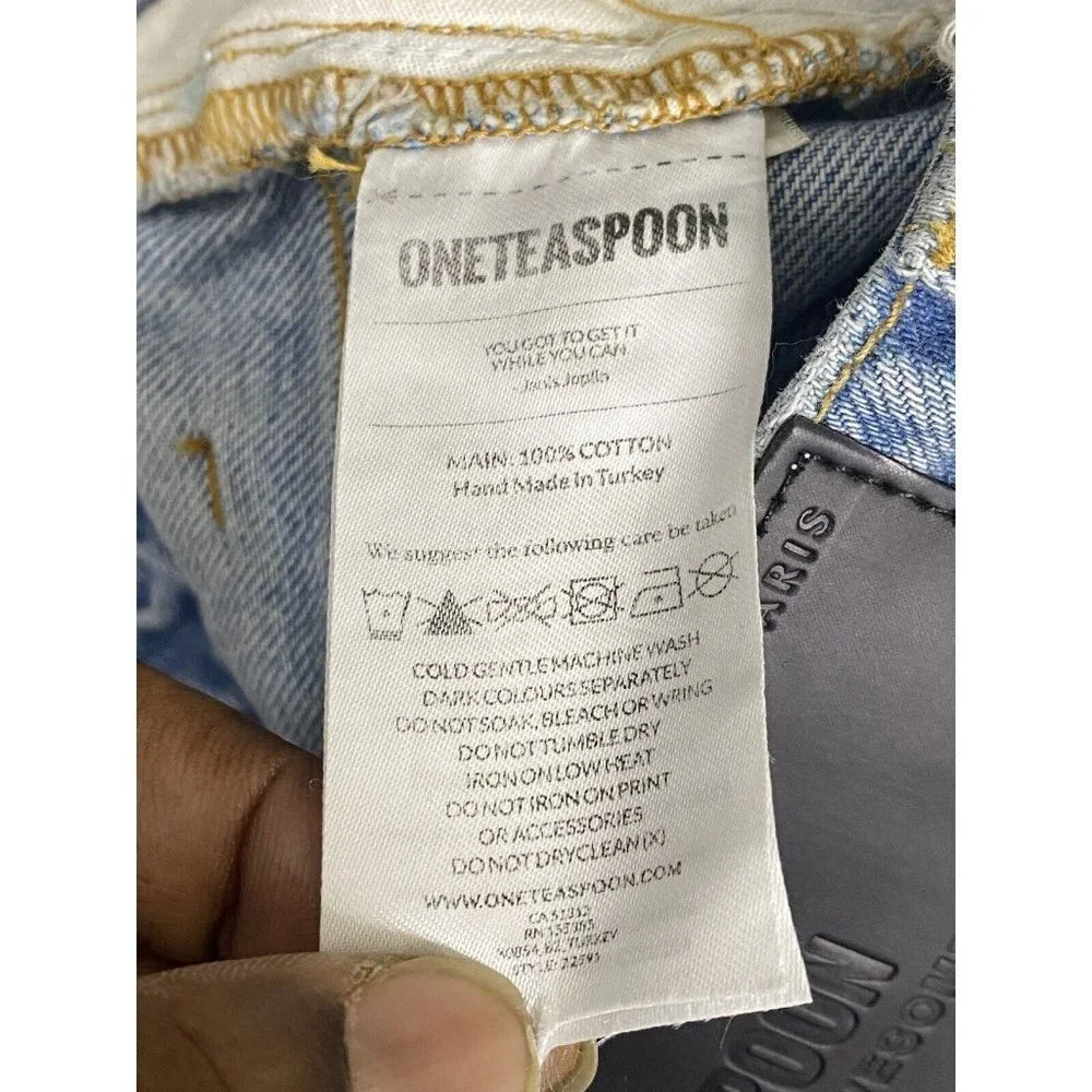 One Teaspoon Awesome Baggies Jeans Light Wash Denim Distressed Kansas Blue Sz 27